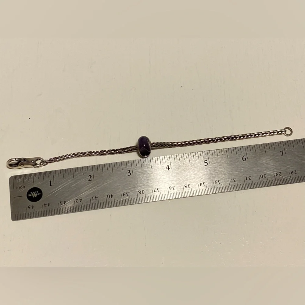 Trollbeads Sterling Bracelet+ Clasp + Glass Bead L 7.5” - Picture 4 of 8